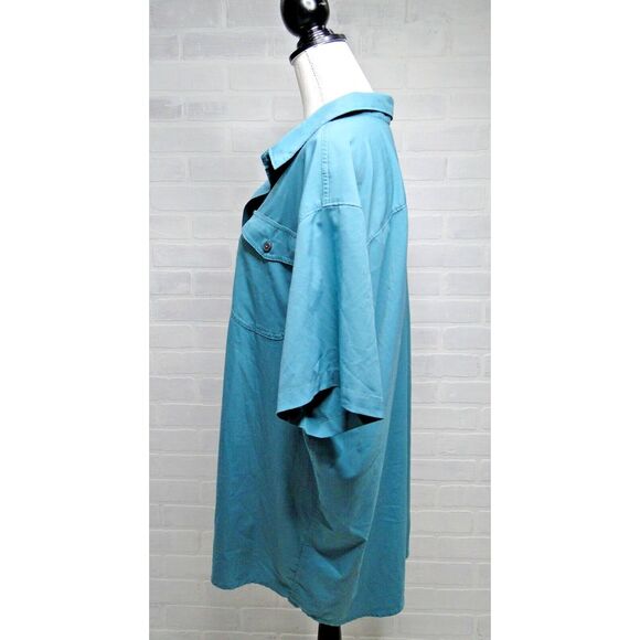 Columbia Mens Shirt Teal Blue XXL Short‎ Sleeve Button Omni Wick - Picture 2 of 6
